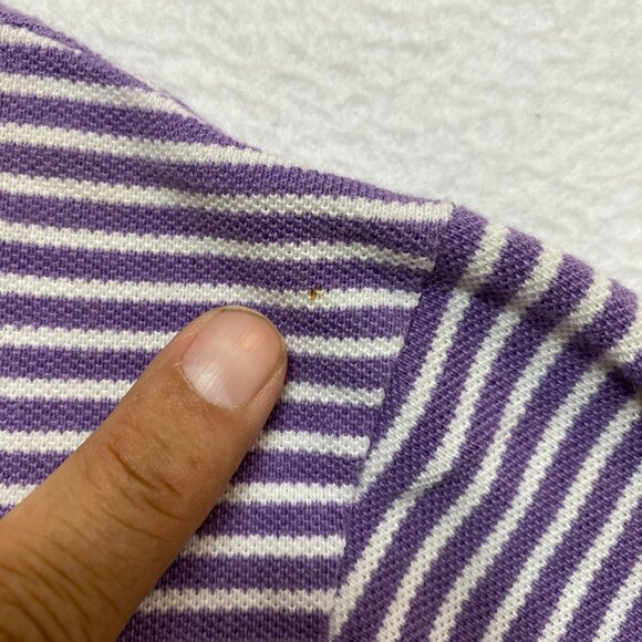 VINTAGE Polo Ralph Lauren Polo Shirt Mens L Purple Short Sleeve Striped Made USA - Picture 4 of 12